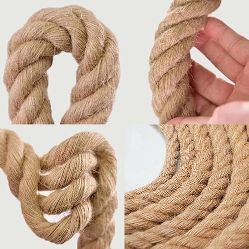 Miniatura 3 de Cuerda de manila trenzada (34 pulgadas x 50 pies), cuerda de cáñamo gruesa de yute natural para manualidades, cama oscilante, barandilla, decoración