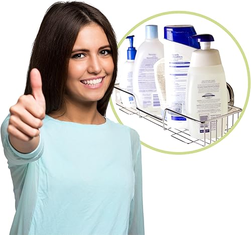 Miniatura 2 de Estante organizador para ducha, de acero inoxidable cromado con ventosas para su cuarto de baño.