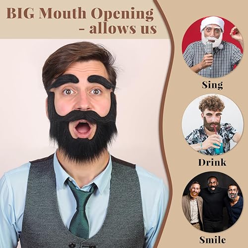 Miniatura 3 de Juego de bigotes falsos autoadhesivos para bricolaje, barba, novedad, bigotes para disfraz y fiesta de festivales de Halloween