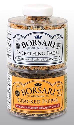 Borsari Combo de sal sazonada sin gluten mezcla de sal marina gourmet con especias botellas cocteleras de 3 a 32 onzas juego de 2 unidades pimienta