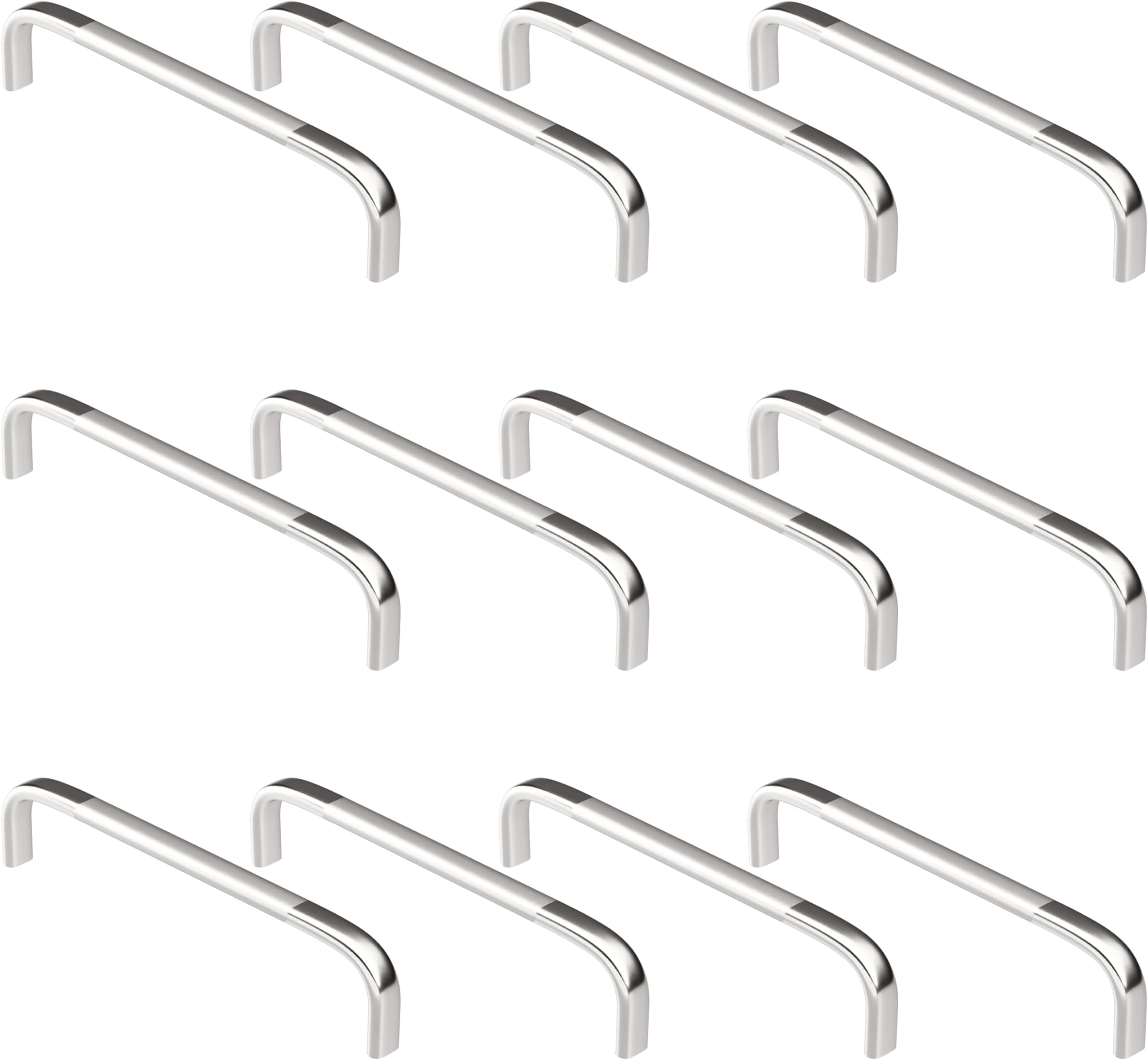 Atlantic Stainless Steel Capsule D Dwawer Cabinet Pull Handle 4 Inch (Total Length 105 Mm, Hole To Hole 95 Mm, Twotone Finish) Pack Of 12 Pieces