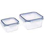 Solimo Square Glass Storage Container Set, Set of 2, Transparent -450ml & 900ml