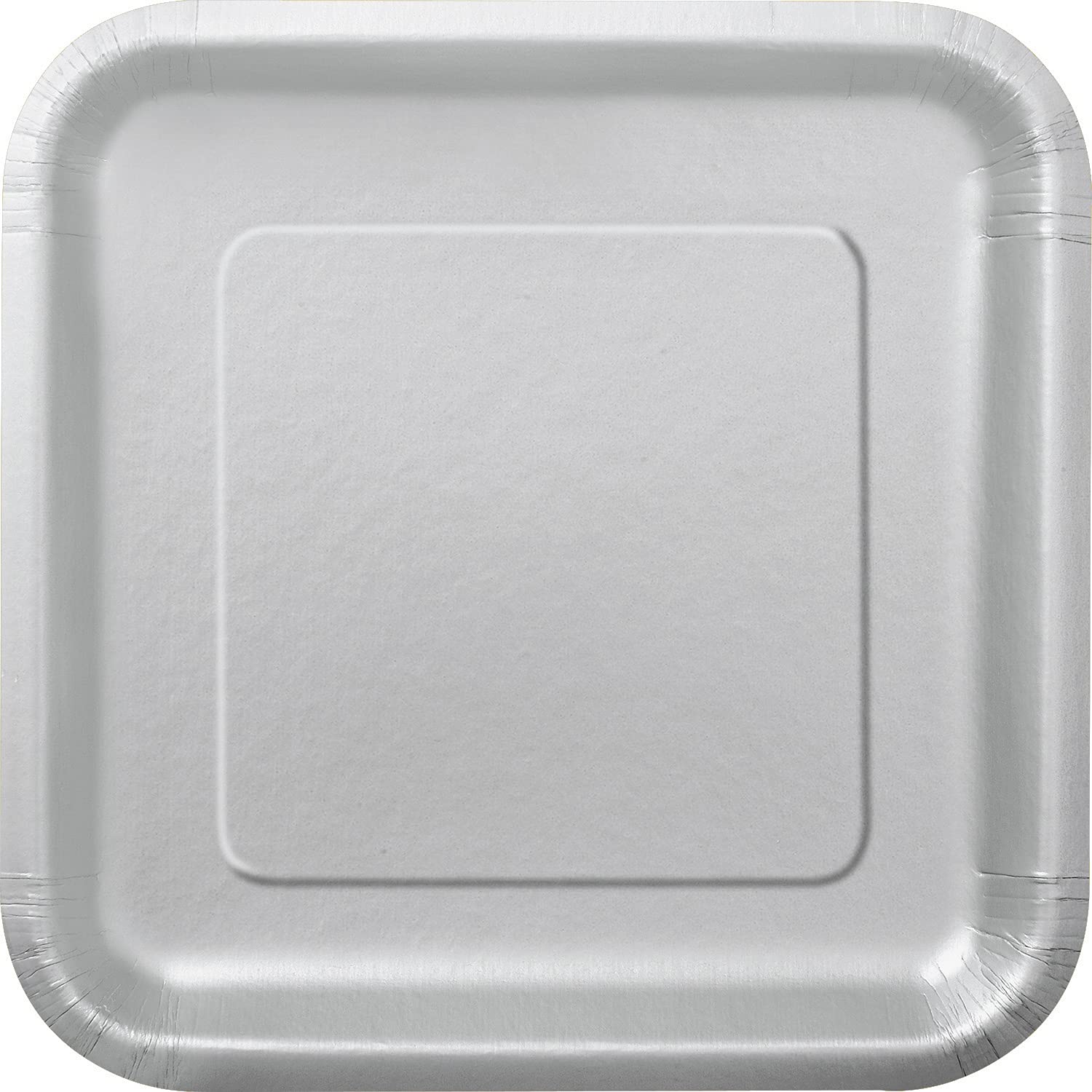 Unique Square Eco Friendly Paper Plates - 23cm - Silver Colour - Pack of 14