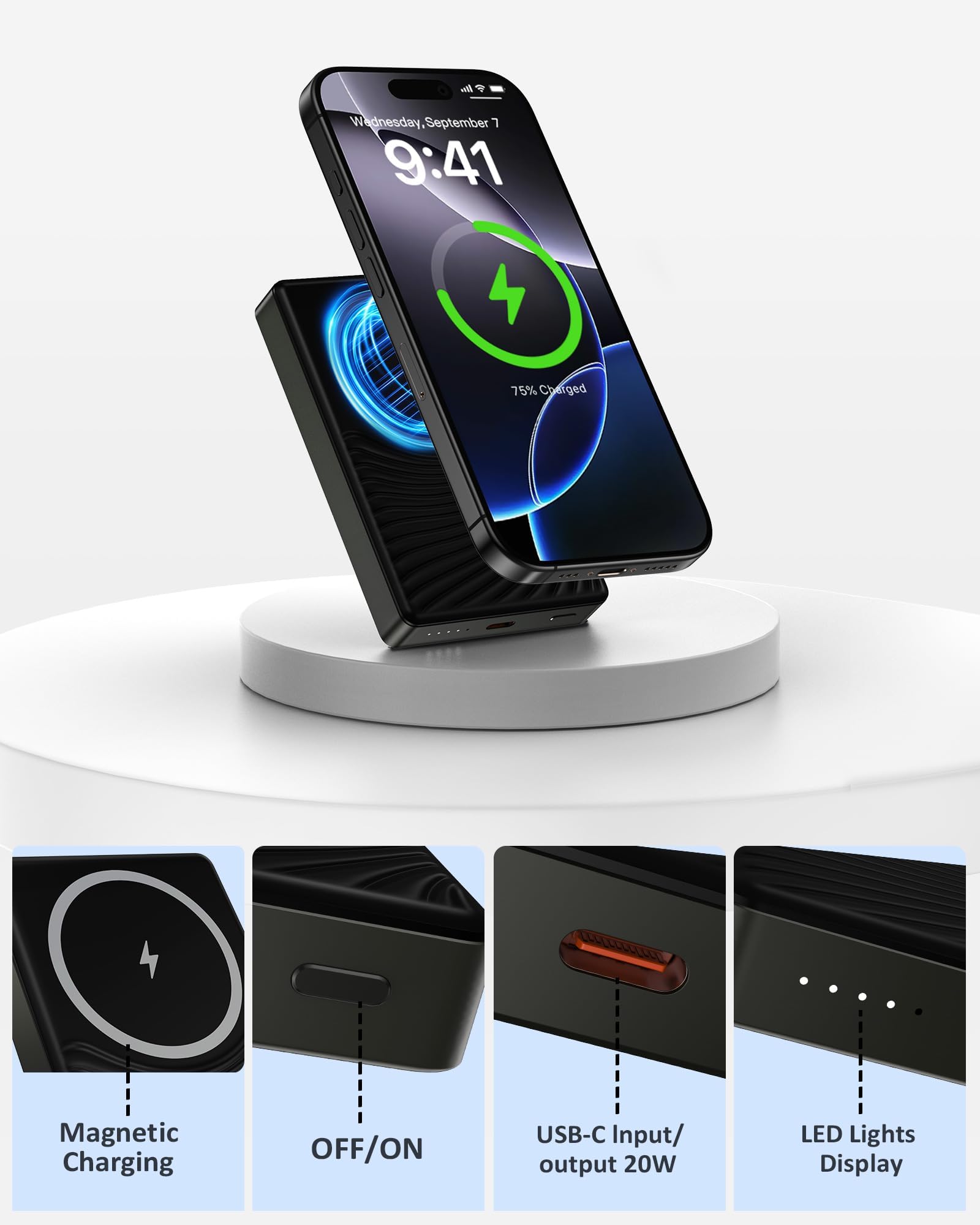 Apple iPhone16e バッテリ−100％ Amazon.com: iPhone 16e Portable Power Bank, Mag Safe Wireless