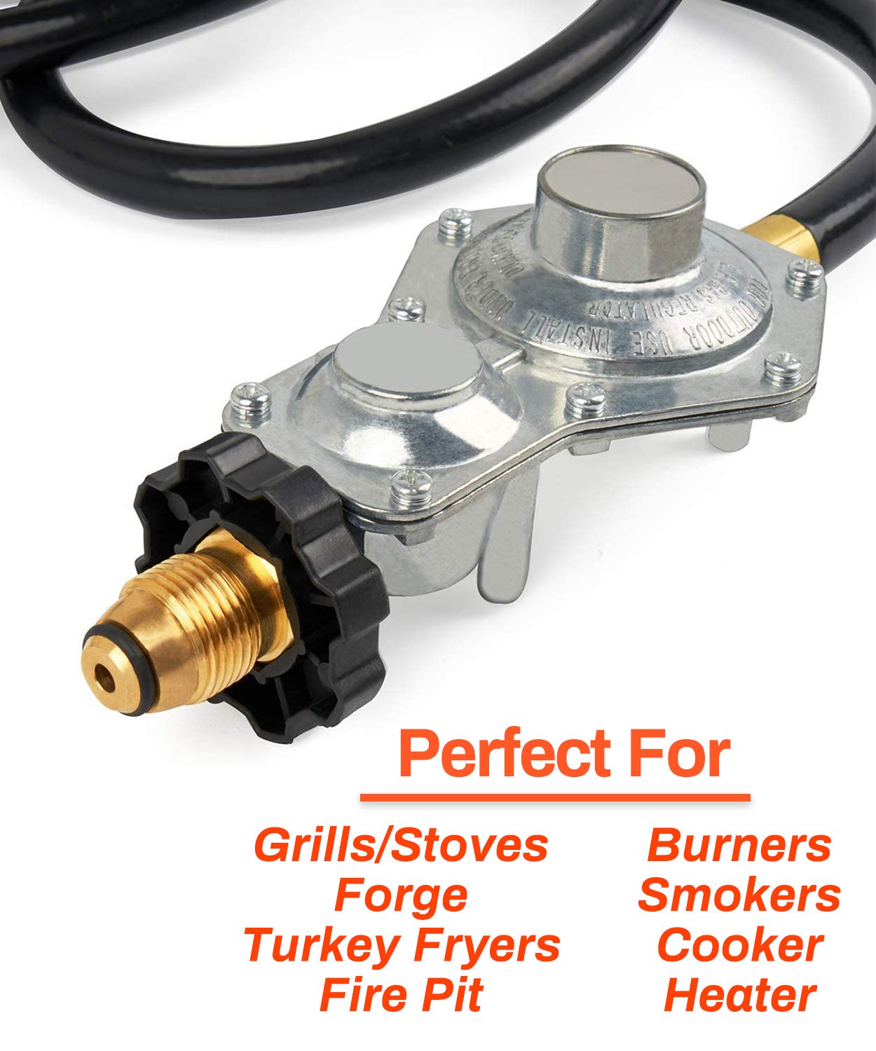 GASPRO 10ft Two Stage Propane Regulator Hose, 100 Lb Propane Tank