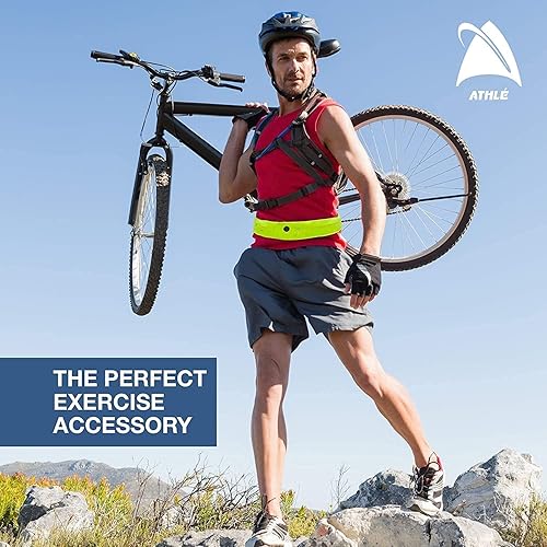 Miniatura 8 de Athlé - Cinturón para correr para ejercicio y viajes, dos bolsillos elásticos para la mayoría de teléfonos, billetera, tarjetas y más, clip para