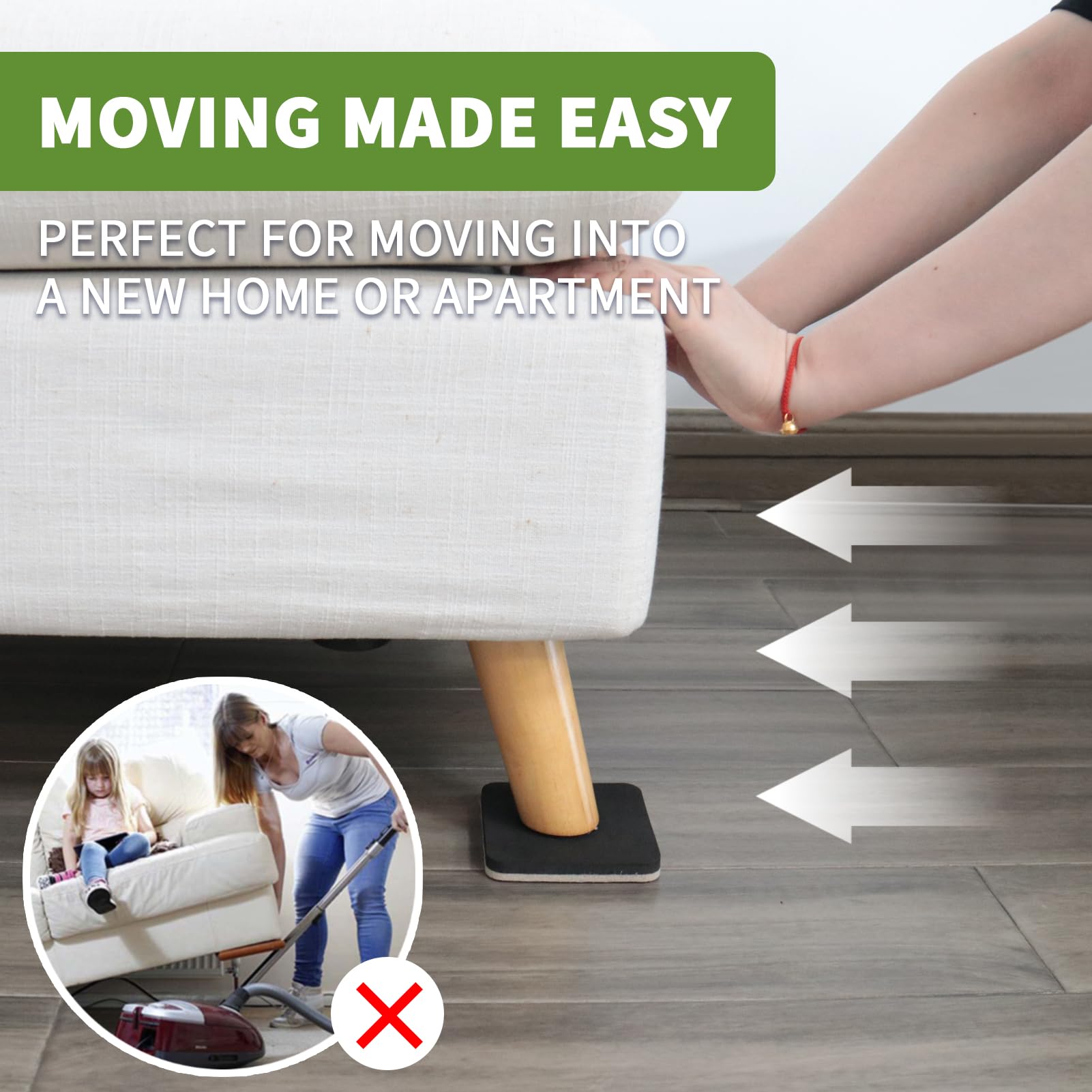 Deslizadores de muebles de fieltro para suelos de madera dura, 8 unidades, deslizadores cuadrados de 3 1/2 pulgadas, deslizadores de fieltro resistentes para patas de silla, protectores de