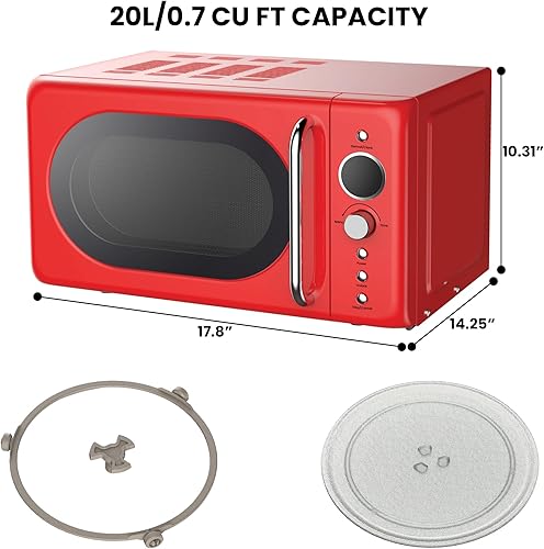 Miniatura 6 de Total Chef Horno microondas retro  20L  0.7 pies cúbicos  Inicio rápido y descongelación por pesotiempo  8 modos de cocción preestablecidos para