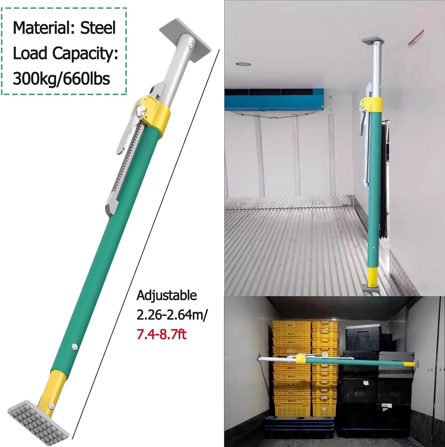 Adjustable Universal Truck Bed Divider Bar/Ratcheting Cargo Bar, Heavy Duty Truck Cargo Bar, with Non-Slip Pad and Spring Design, for Enclosed Van Trailers(Silver-Set of 4)