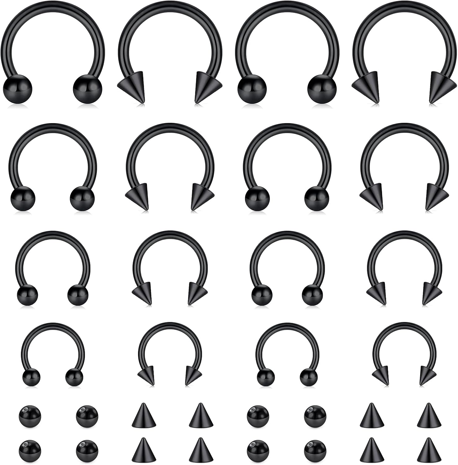 16G Septum Nose Rings Stainless Steel Hinged Seamless Nose Hoop Ring Horseshoe Piercing Jewelry Captive Bead Ring Helix Daith Tragus Cartilage Earrings for Women Men