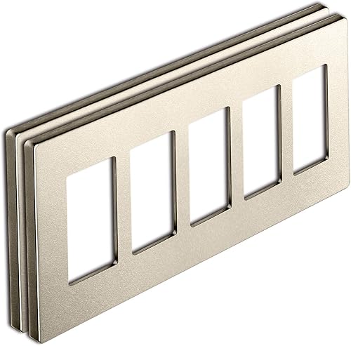 Vista 15 de BESTTEN Placa de pared de 5 bandas marrón mate sin tornillos, cubierta de salida para decoradores, Serie USWP8 de la Colección Signature, H4.69” x
