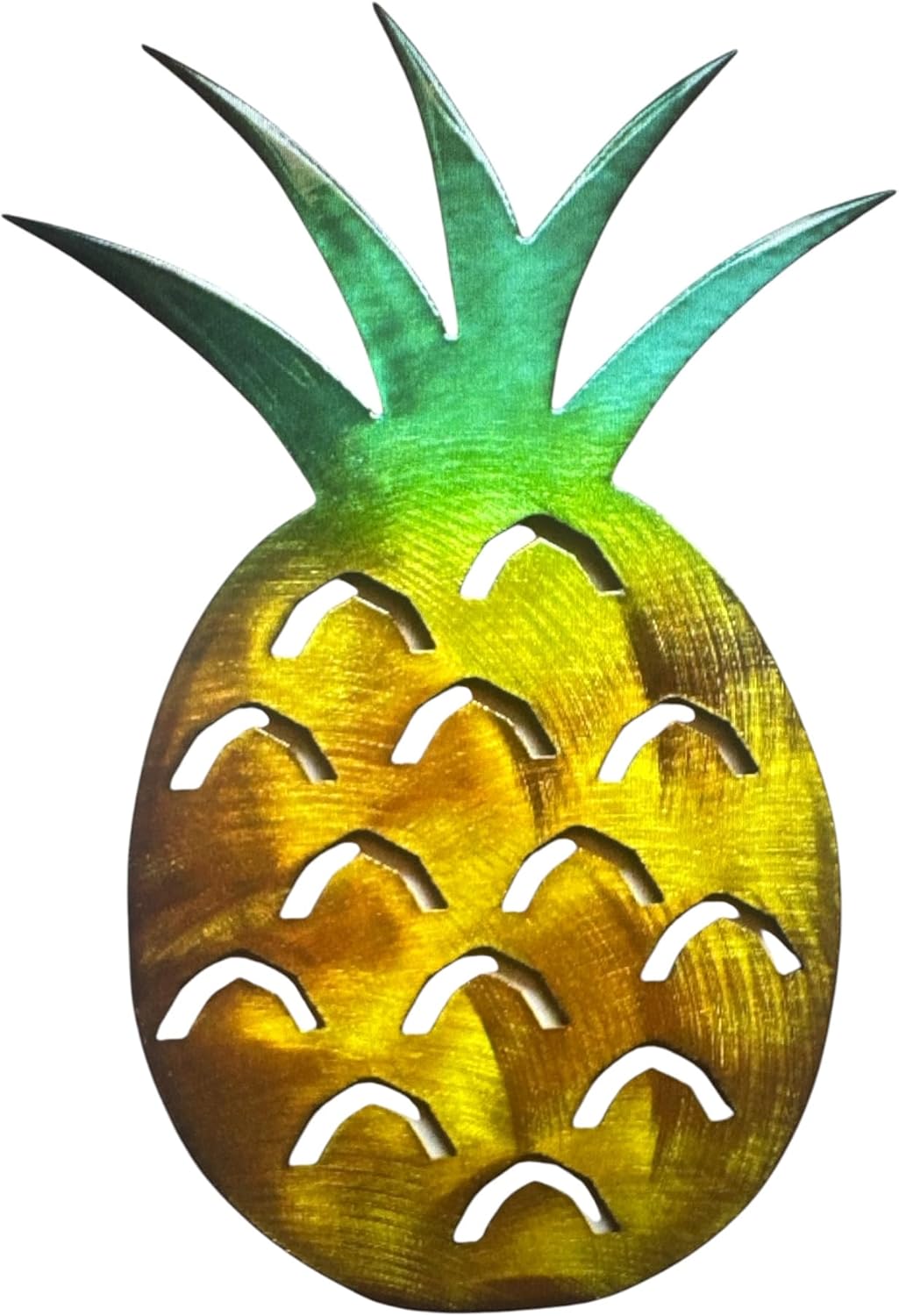 HG Artworks Pineapple Metal Wall Art (26" x 17 1/4", copper with green and yellow marble)