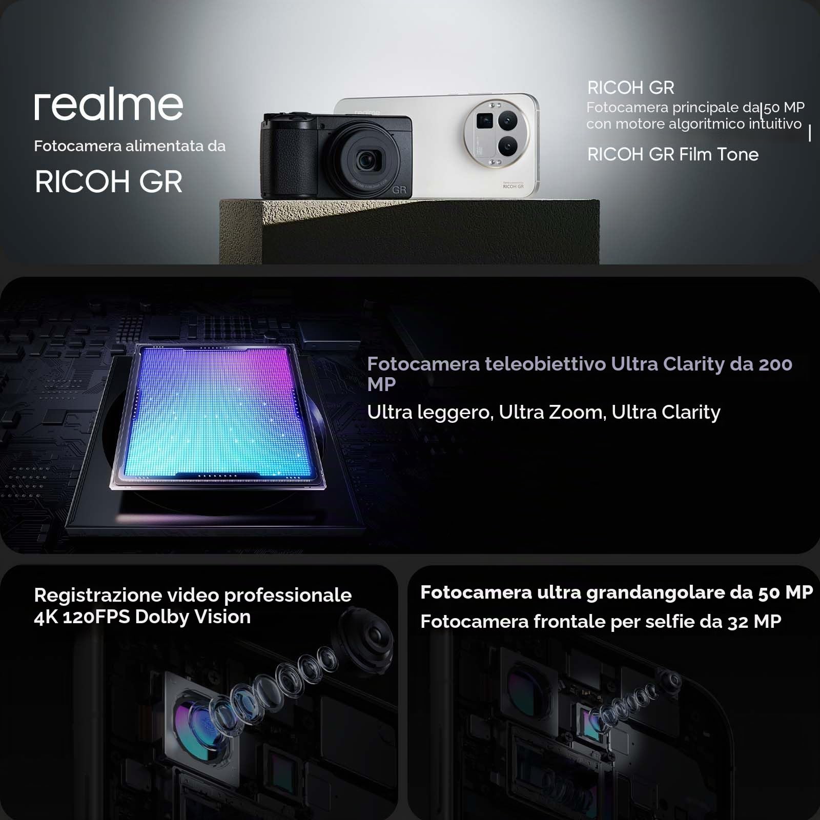 realme GT 8 Pro Smartphone 5G Snapdragon 8 Elite Gen 5, 16GB+512GB 6.79" QHD+ 144Hz AMOLED, Batteria 7000mAh & 120W SuperVOOC/50W Wireless, 200MP Teleobiettivo + 50MP IMX906 + 50MP Grandangolo, White