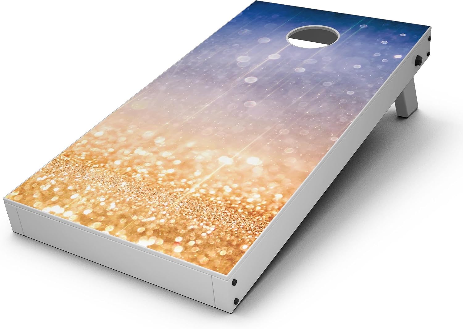 DesignSkinz - Decorative and Protective Scratch Resistant Skin Vinyl Wrap Kit for Cornhole Boards - Blue and Orange Scratched Surface with Glowing Gold