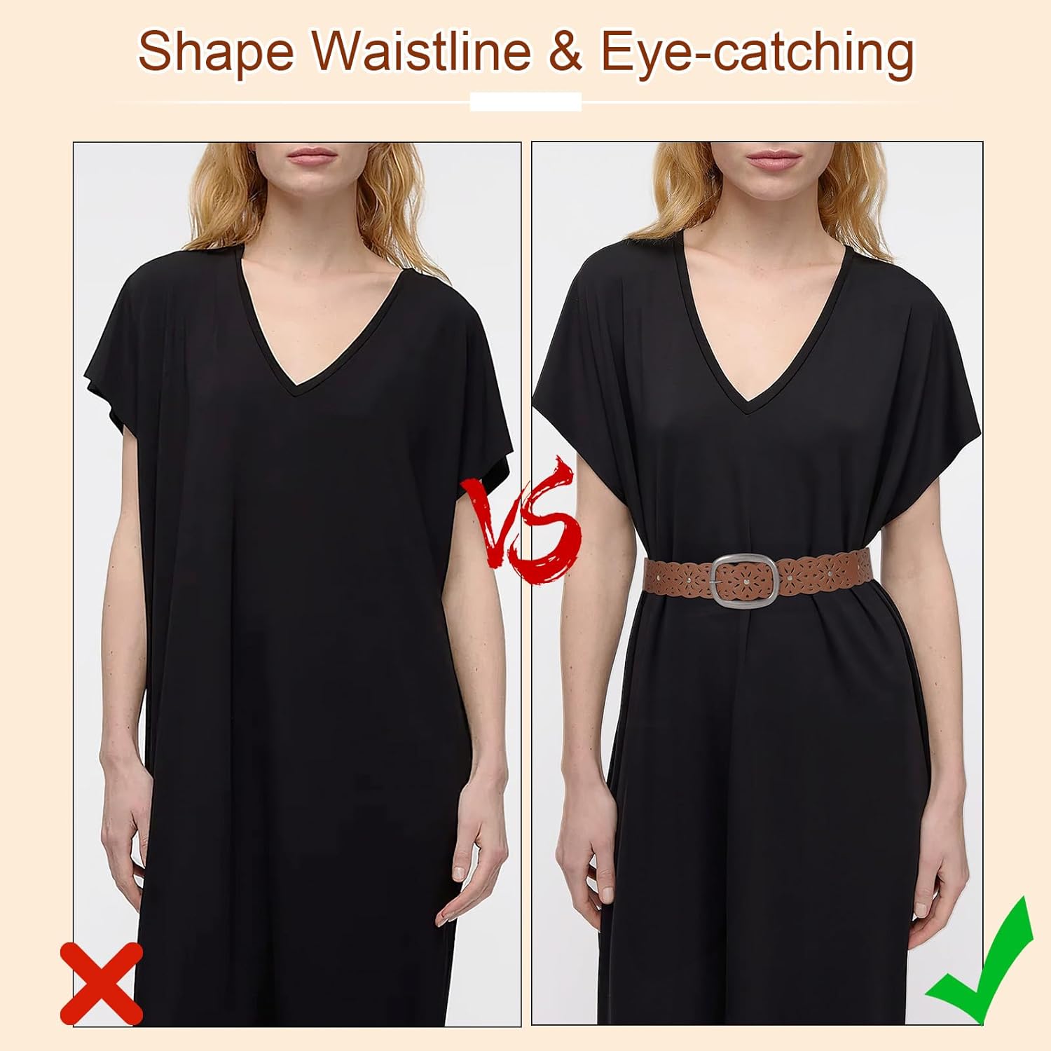 SUOSDEY Women’s Hollow Leather Belt for Jeans with Pin Buckle, Wide Waist Belt for Ladies,1.5”Width - Image 6