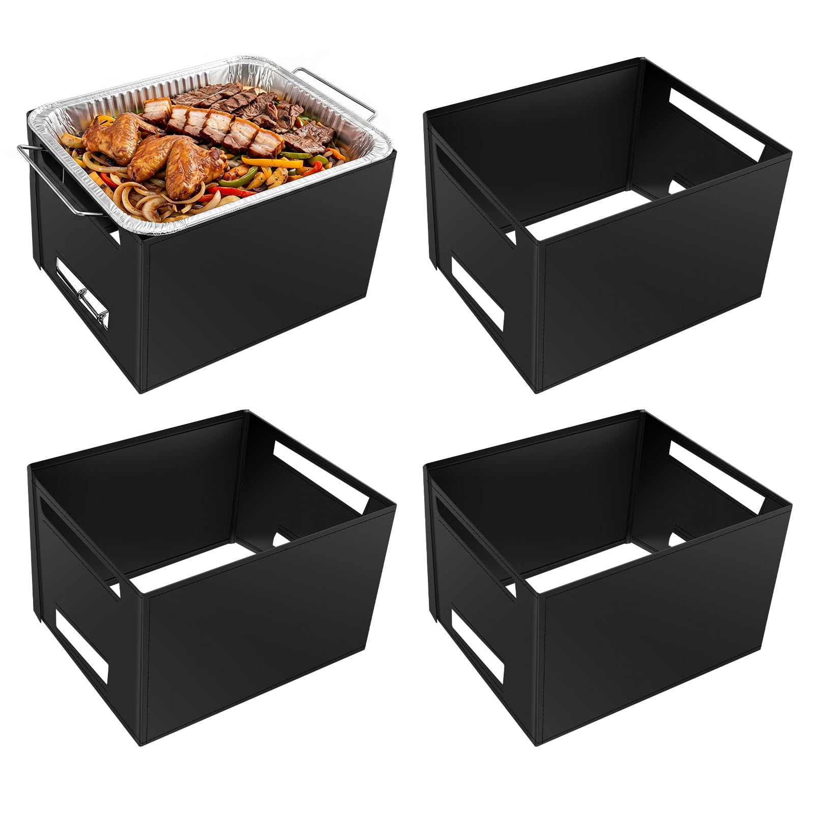 4 Pcs Chafer Wind Guard, Windproof Chafing Dish Stand Cover Decorative Food Warmer, Flame Retardant Fabric Protector for Party, Camping, Wedding, Outdoor