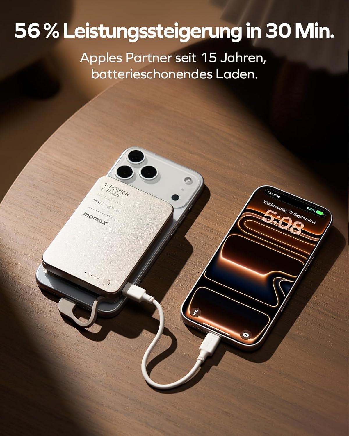 MOMAX Power Bank Built in USB-c Cable