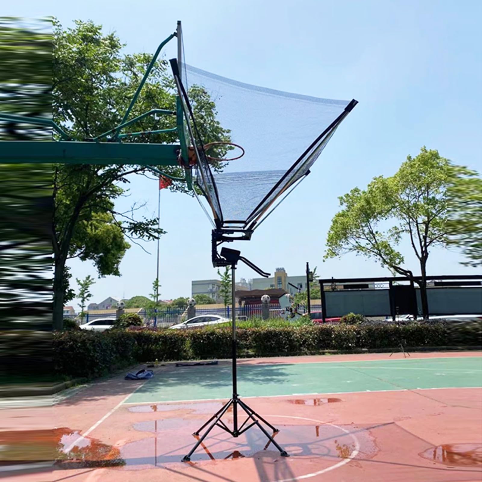 CMYUN Floor Standing Basketball Return System, Outdoor Indoor Basketball Return Attachment Shooting Trainer Aid, Heavy Duty Rebounder for Adult