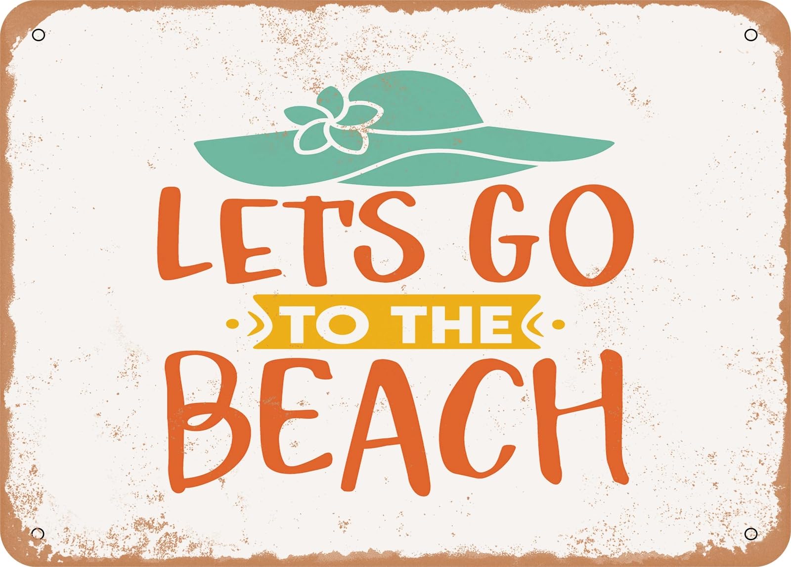 Metal Sign - Lets Go to the Beach - 2 - Vintage Look Sign home decor