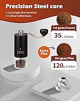 Vista 4 de Stainless Steel Burr Manual Coffee Grinder For Drip,French Press,5 Adjustable Settings,Hand Maker with Built-In Burr,For Home Use and Camping