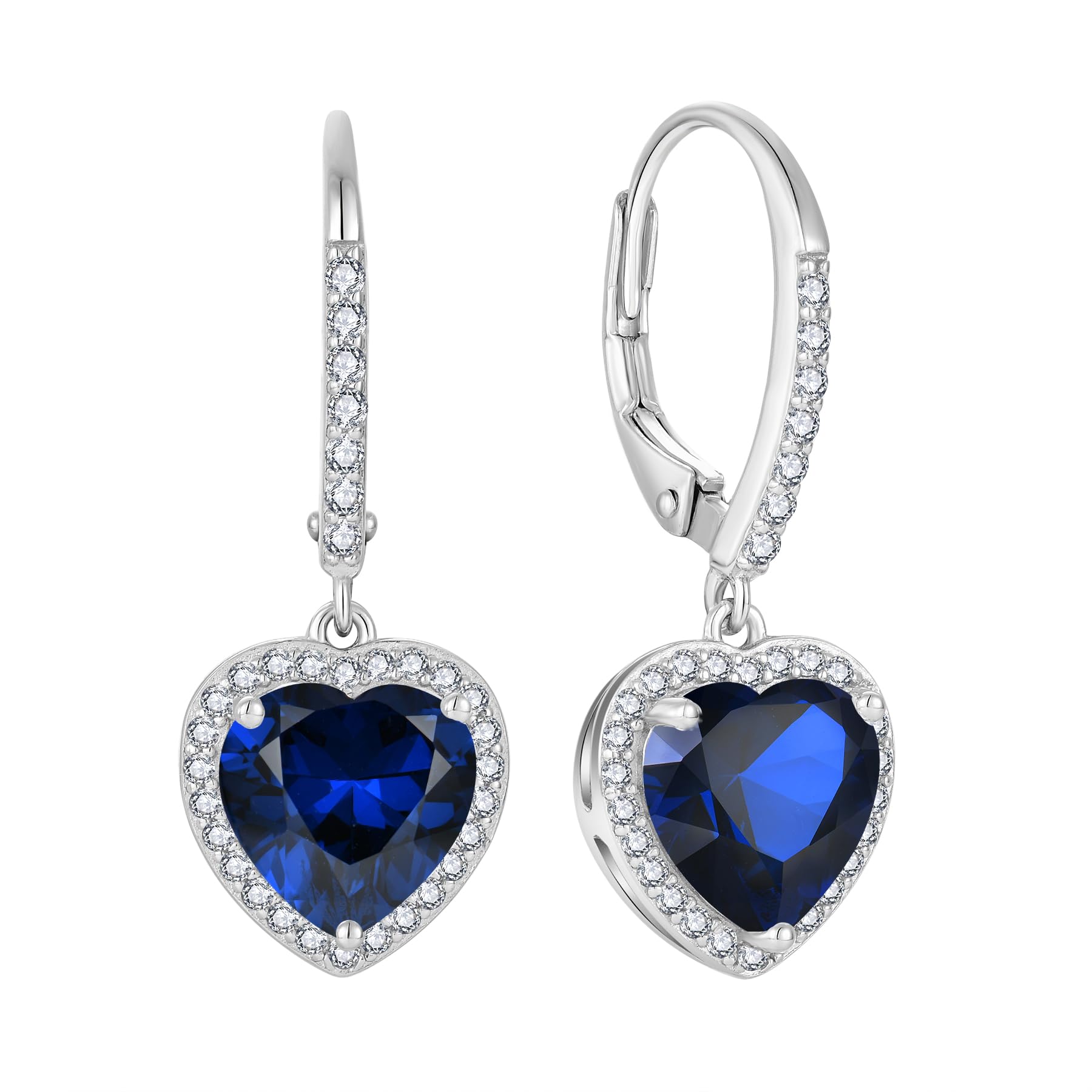 FJ Orecchini Pendenti Cuore Argento 925 Orecchini Halo Solitario Orecchini Pietre Portafortuna Gioielli Regalo per Donna