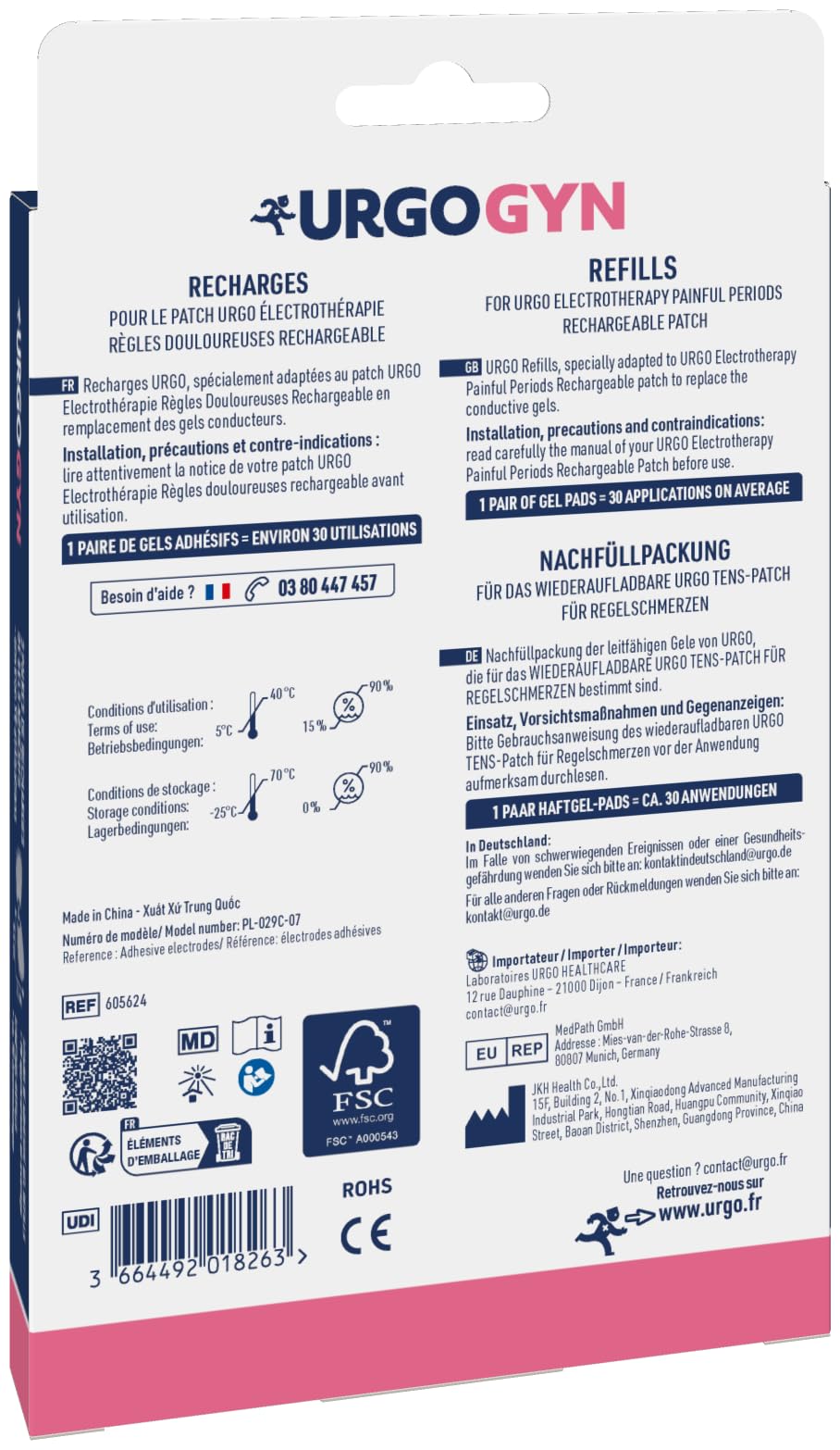 URGOGYN - Recharges Spécialement Conçues pour le Patch d'Electrothérapie Règles Douloureuses URGOGYN - Gel Adhésif - Pack 3 Paires de Recharges de Gels Adhésifs