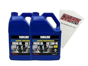 Cyclemax Two Pack for Yamaha Yamalube Marine 20W-40 4-Stroke Engine Oil LUB-20W40-FC-04 Contains Two Gallons and a Funnel