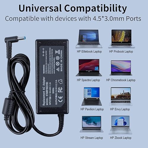 Miniatura 4 de 741727-001 740015-003 Cargador compatible con HP Laptop Computer Pavilion X360 14 15 17 Envy 13 15 X360, Stream 11 13 14 TouchSmart Elitebook 840