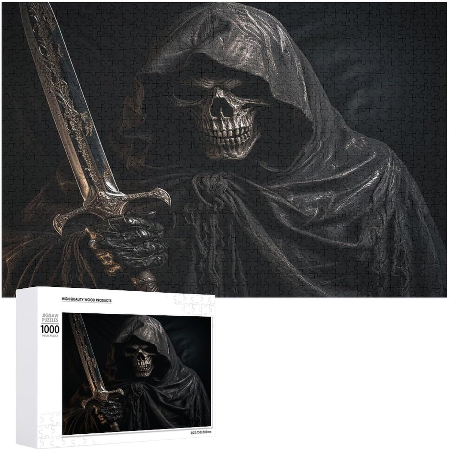 Wooden Puzzle for Adults, Suitable for Home Use, Skeleton in Robe Printed, Perfect Match