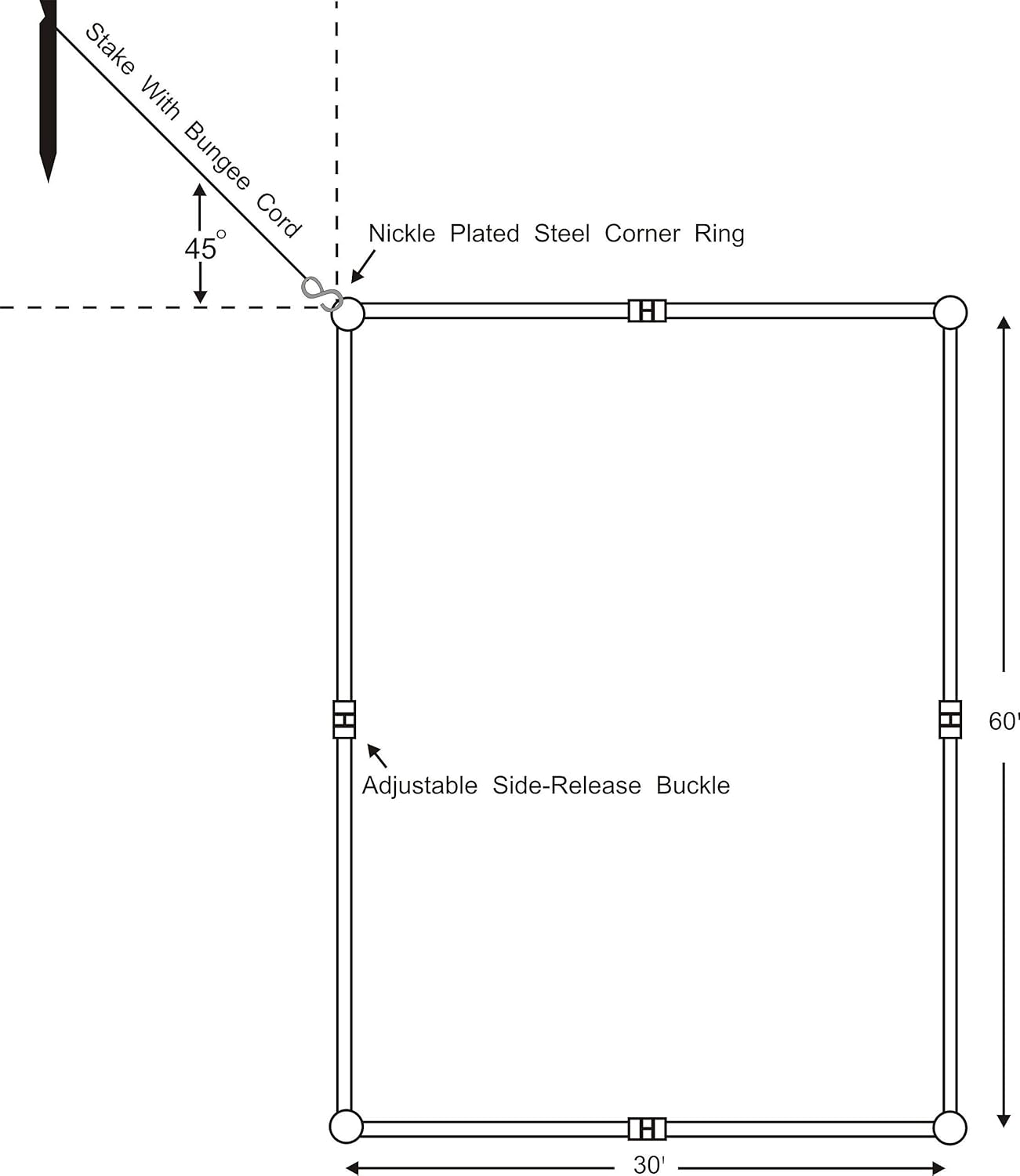 Home Court 1-inch Adjustable 30-ft Sand Court Line - 17AS