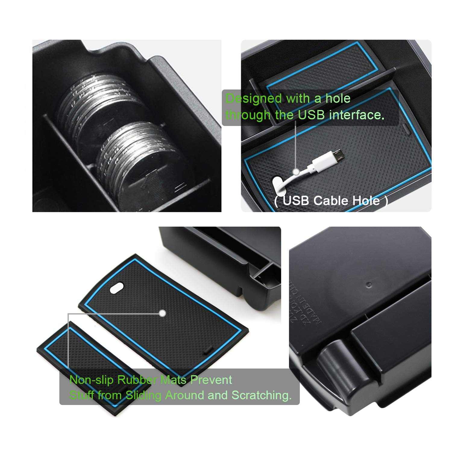 YEE PIN Mittelkonsole Organizer Für VW Tiguan 2 - Aufbewahrungsbox Mit Anti-Rutsch