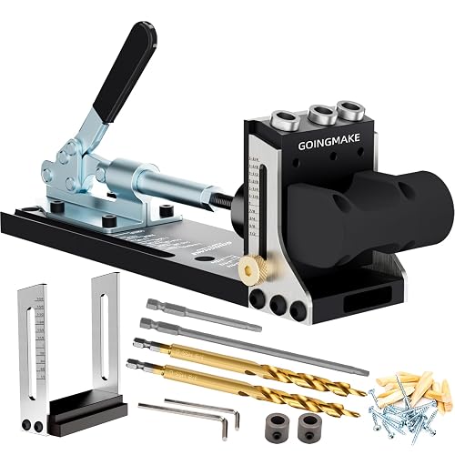 GOINGMAKE All Metal Pocket Hole Jig Kit with Quick Clamp