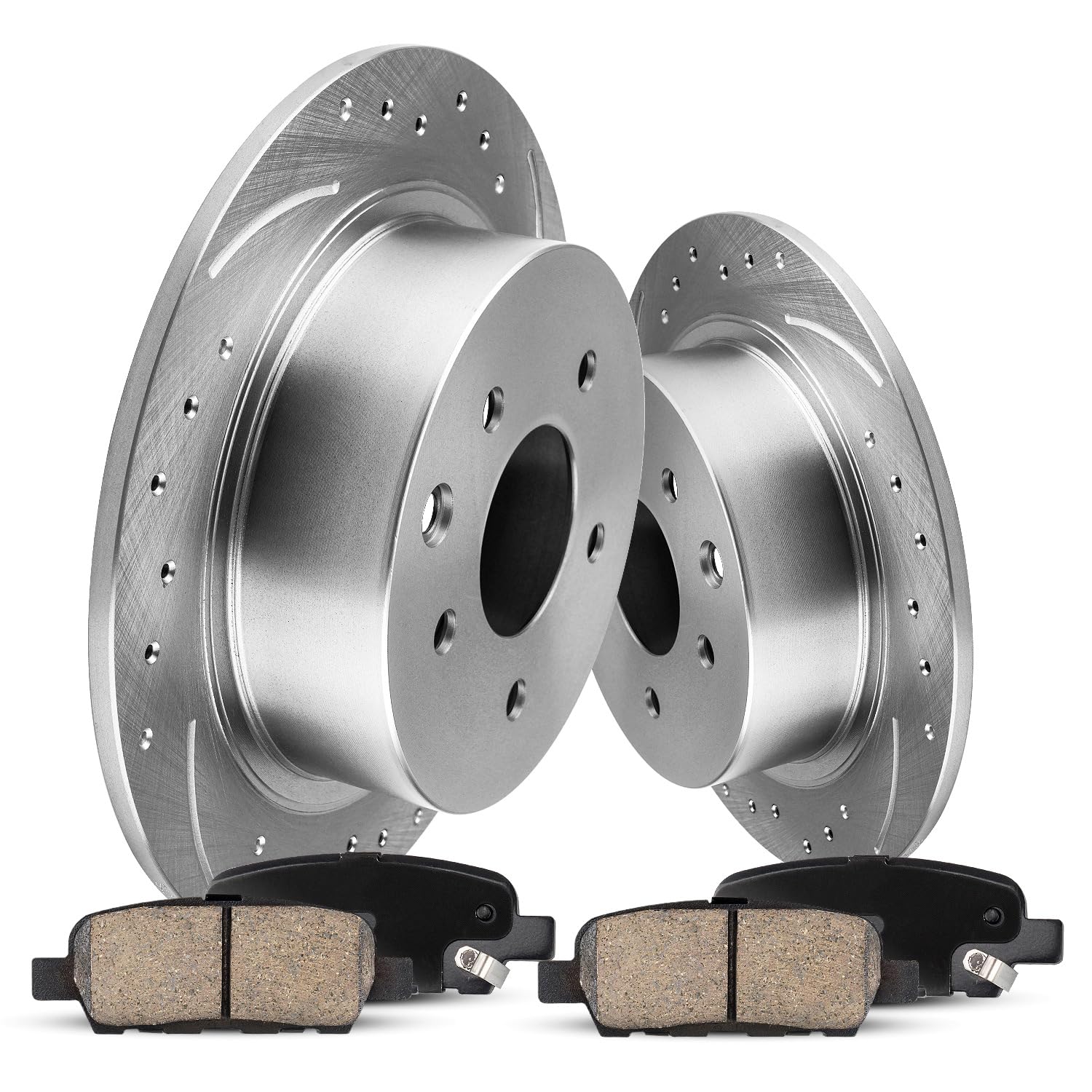 Anpulsero Brake Pads And Rotors Kit Rear Compatible with 2006-2020 Dodge Charger, 2009-2018/2020 Challenger, Automotive Replacement Brake Kits 53021 D1057-7964 Drilled And Slotted Rotors 320mm(12.6in)