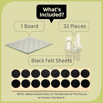 Fine Glass Chess Set, (9 Inch) Modern Clear Chess Board Set with Solid Clear & Frosted Glass Chess Pieces | Crystal Chess Board Set, Felt Padding Included