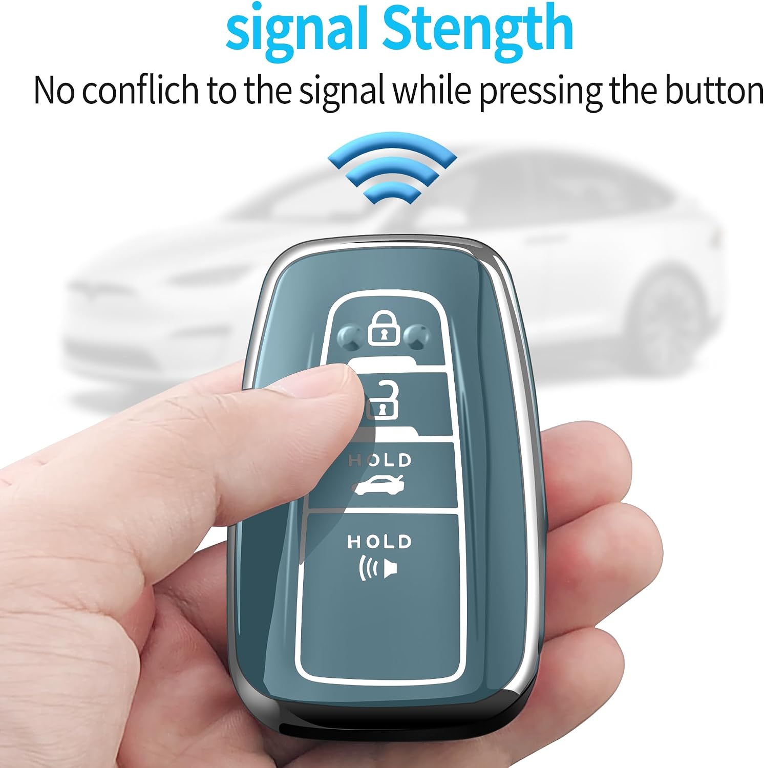 Compatible With Toyota Key Fob Cover with Keychain Soft TPU Key Shell Case,For 2019-2025 Rav4 2019-2024 Camry 4 Runner 2020-2022 Highlander Corolla Prius C-HR Avalon GT86-Storm Blue