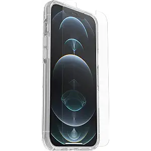 OtterboxPack Protección para iPhone 12 Pro MAX, Funda Symmetry Clear Testada 3X con los estándares Militares anticaídas y Alpha Glass Protector Pantalla 2X Tecnología Antiarañazos