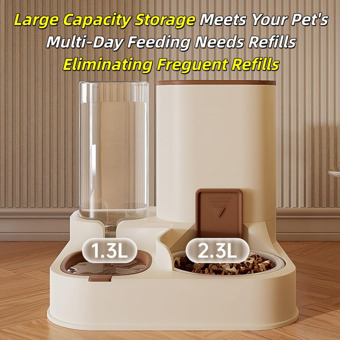 Mangiatoia Automatica per Gatti 2 in 1, Dispenser di Cibo e Acqua da Viaggio, Ciotola Rimovibile Regolabile