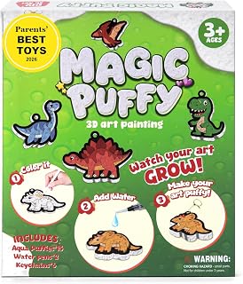BoxNoble Magic Aqua Puffy, 3D Art Craft Kits Paint by Number Crafts Kits for Kids, Mess Free Creative Gifts for Boys & Girls Ages 4 5 6 7 8 9 10 (Dinosaurs)