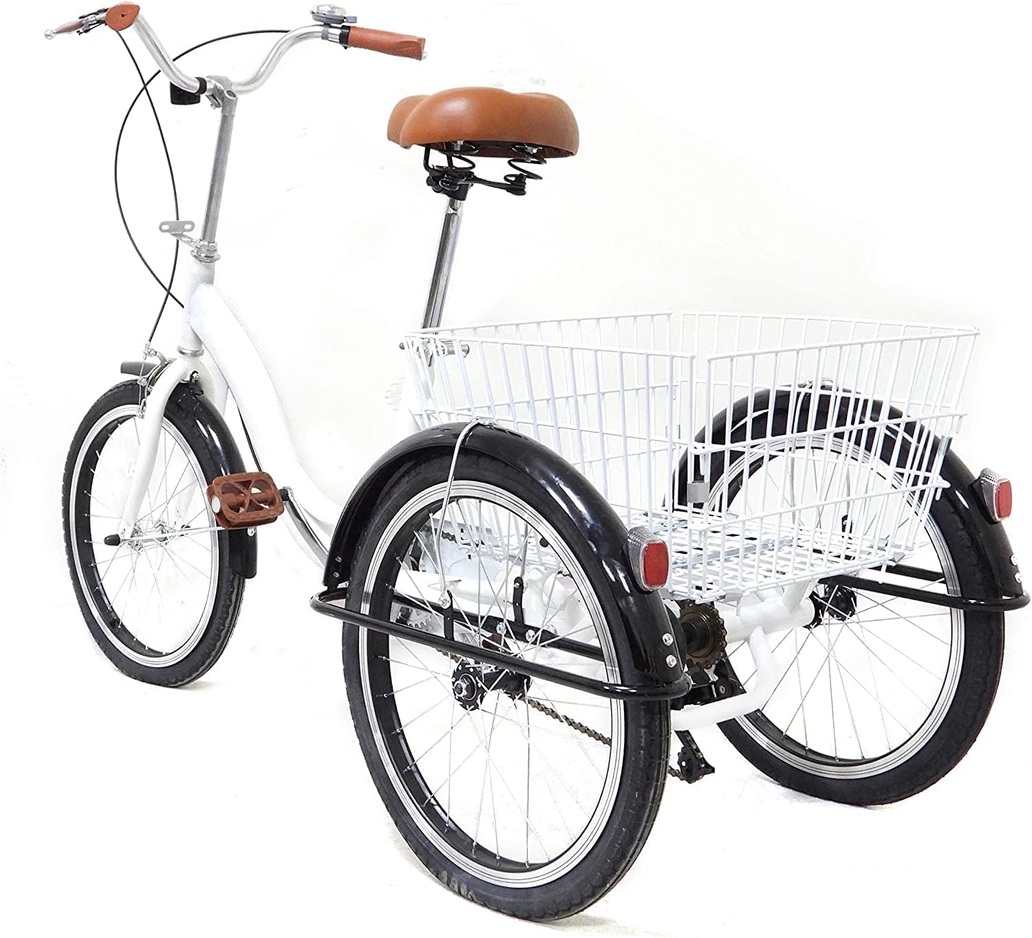 20 Zoll Dreirad für Erwachsene - 1 Gang Dreiräder Erwachsene mit Korb 110KG Last Höhenverstellbar 3 Räder Fahrrad Cityräder Cruise Einkaufsrad für 155-185cm Senioren Frauen Ältere (Schwarz)