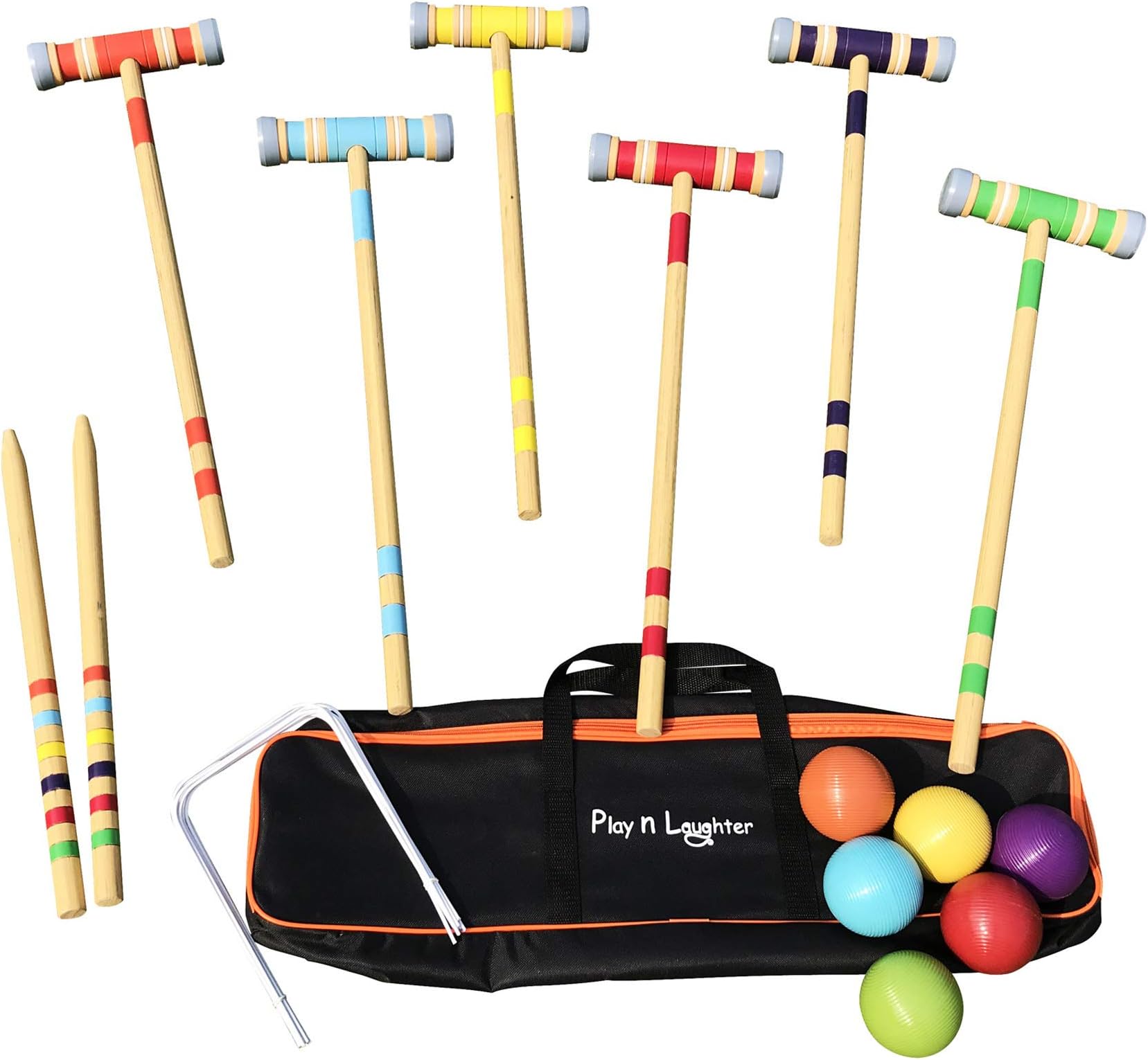 Play N Laughter 6 Player Croquet Set with Carrying Bag for Lawn, Family & Parties