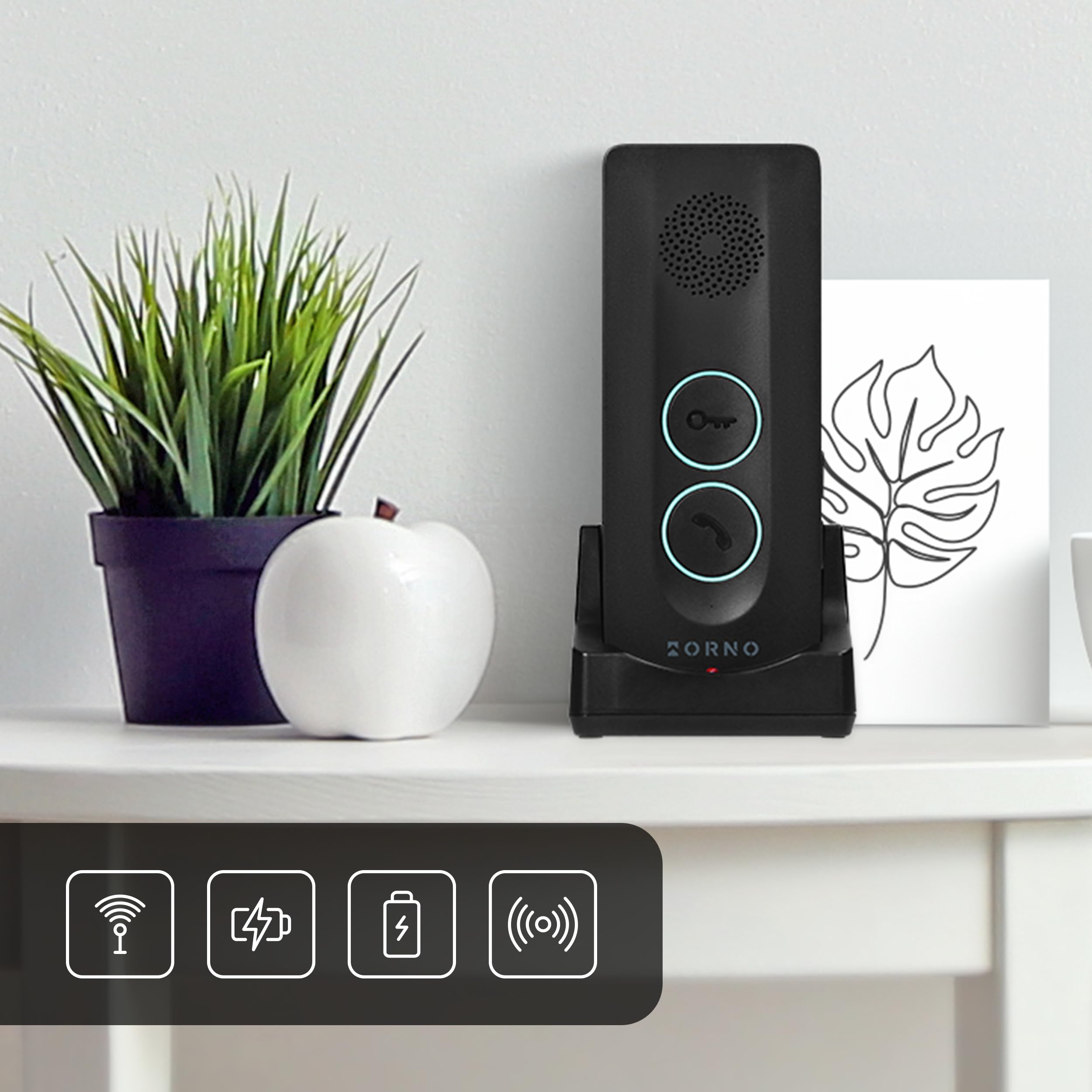 Kit Portier Audio Bidirectionnel avec Sonnette sans Fil Exterieur Etanche Interphone Mains Libres avec Pile Rechargable par USB-C pour 1 Famille Noir Parlophone sans Fil sans Combiné