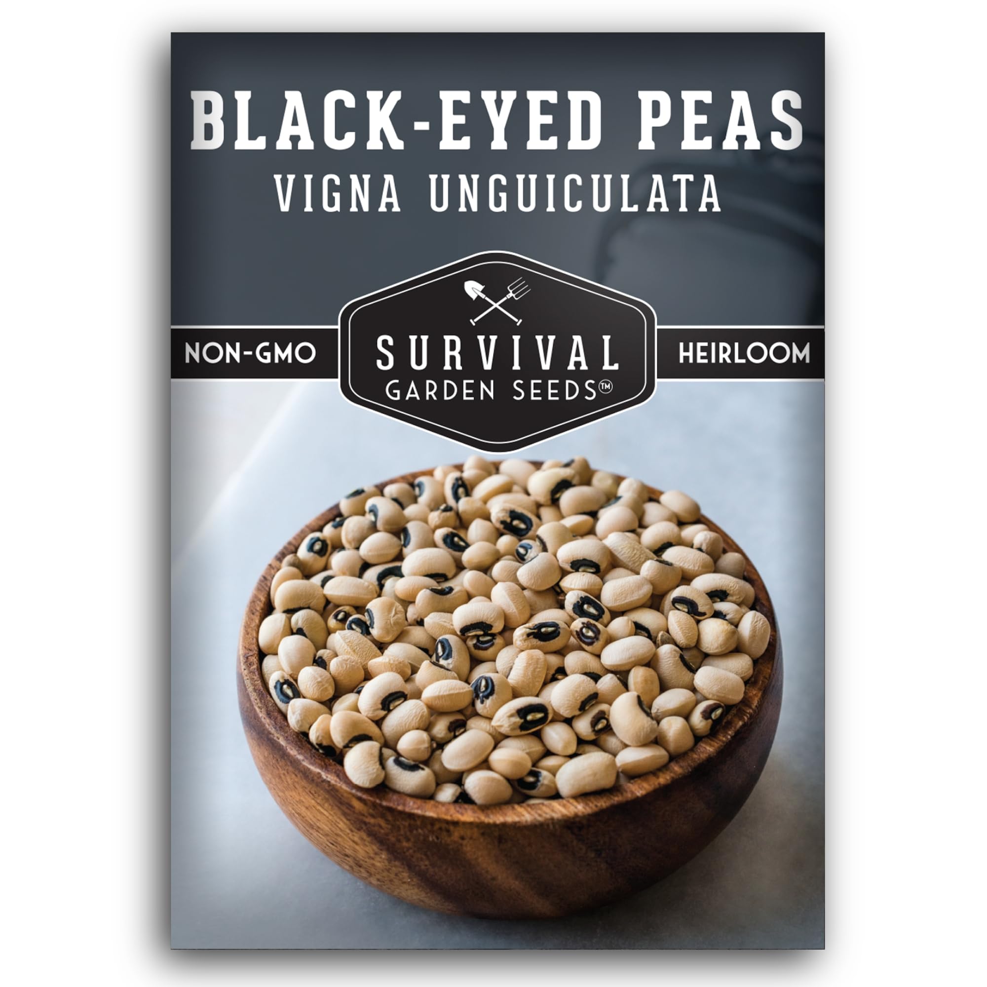 Black Eyed Pea Seeds for Planting - Heirloom Non-GMO Cowpea Variety - Drought Tolerant, High-Yield Southern Field Peas for Home Gardens and Food Independence - Survival Garden Seeds (1 Pack)