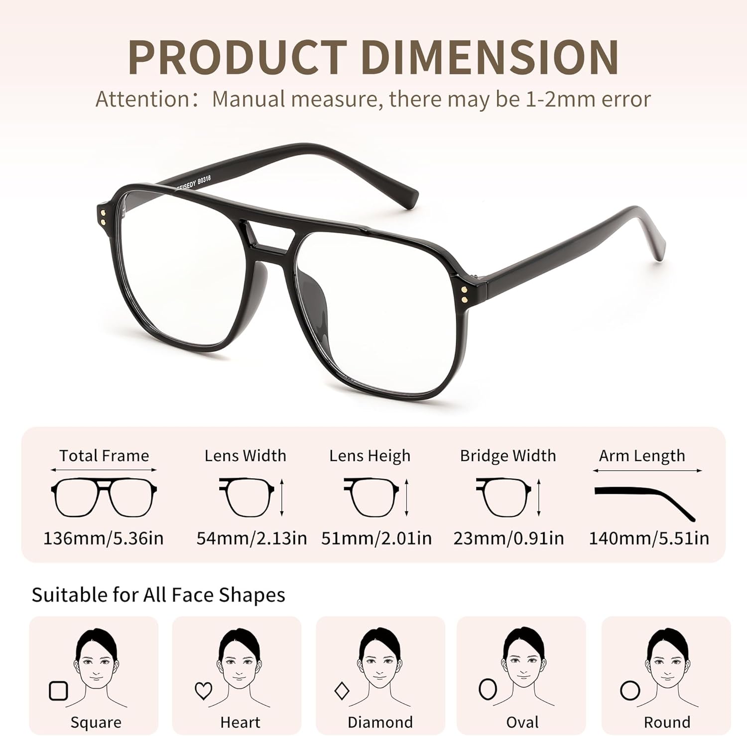 FEISEDY Blue Light Reading Glasses for Woman Men, Fashion Square Pilot Computer Glasses, Anti Eyestrain Glare Readers B0318 - Image 6