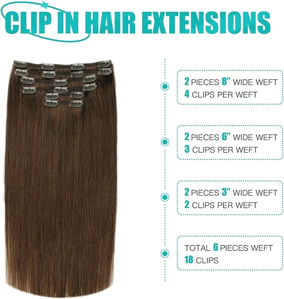 Visita la tienda de SURNEL SURNEL Extensiones Clip Pelo Natural 100g 35cm 6 Piezas Castaño Chocolate Extensiones De Clip De Humano Real Extensiones Pelo Natural Remy (C#4-35cm) in use