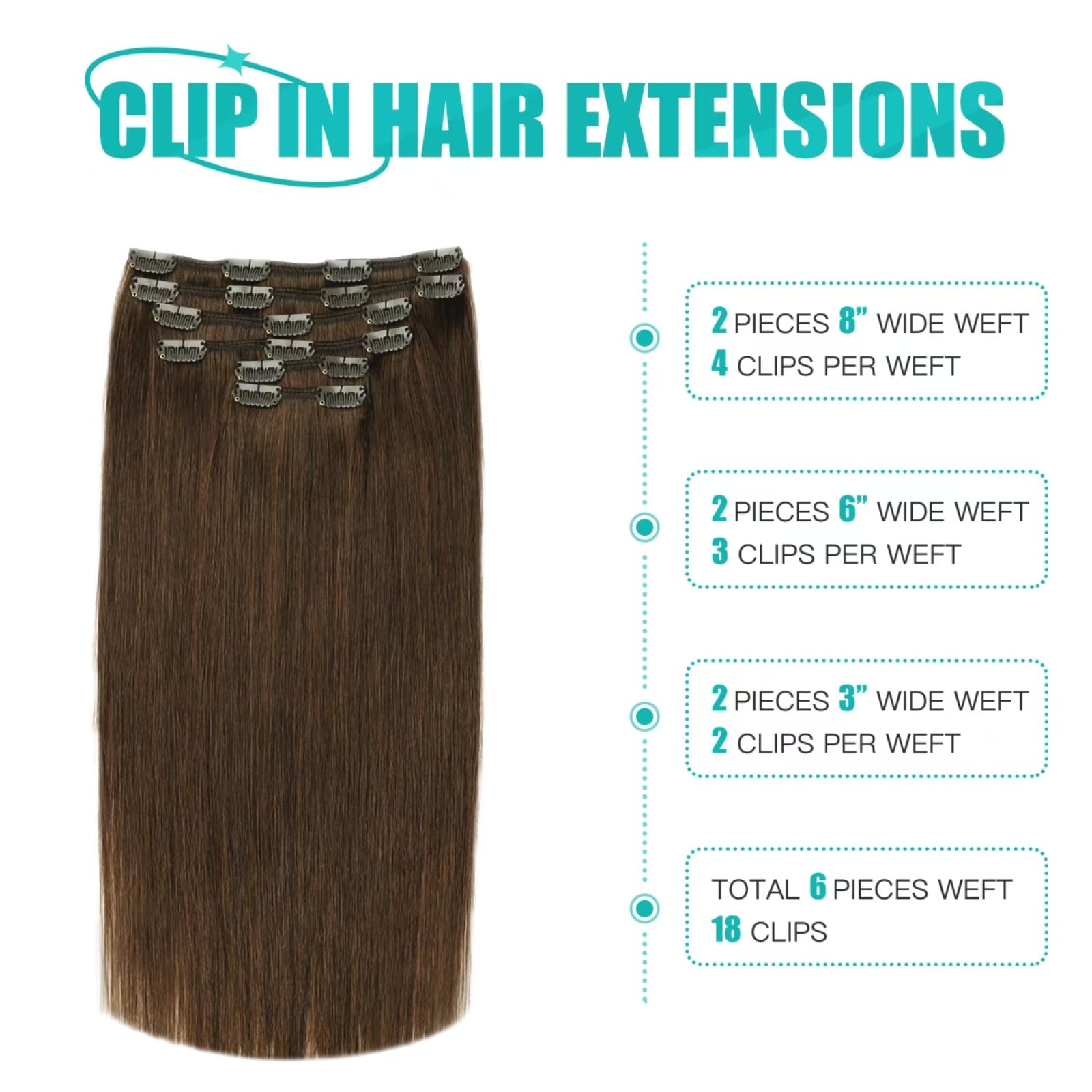 Visita la tienda de SURNEL SURNEL Extensiones Clip Pelo Natural 100g 35cm 6 Piezas Castaño Chocolate Extensiones De Clip De Humano Real Extensiones Pelo Natural Remy (C#4-35cm) in use