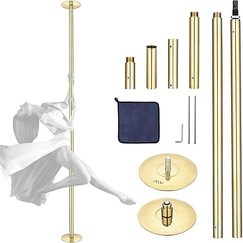 AW Portable 9/10/11FT Dance Pole Kit 45mm Removable Dancing Pole Professional Static Spinning Pole Dancing Pole for Home Party Pub Exercise, Max Load 1102 Lbs, Silver/Black/Colorful/Gold
