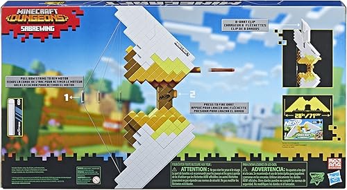 Vista 3 de Nerf Minecraft Sabrewing - Arco motorizado, 8 dardos de élite, clip de 8 dardos, lanzadores eléctricos de espuma de juguete, juguetes de Minecraft