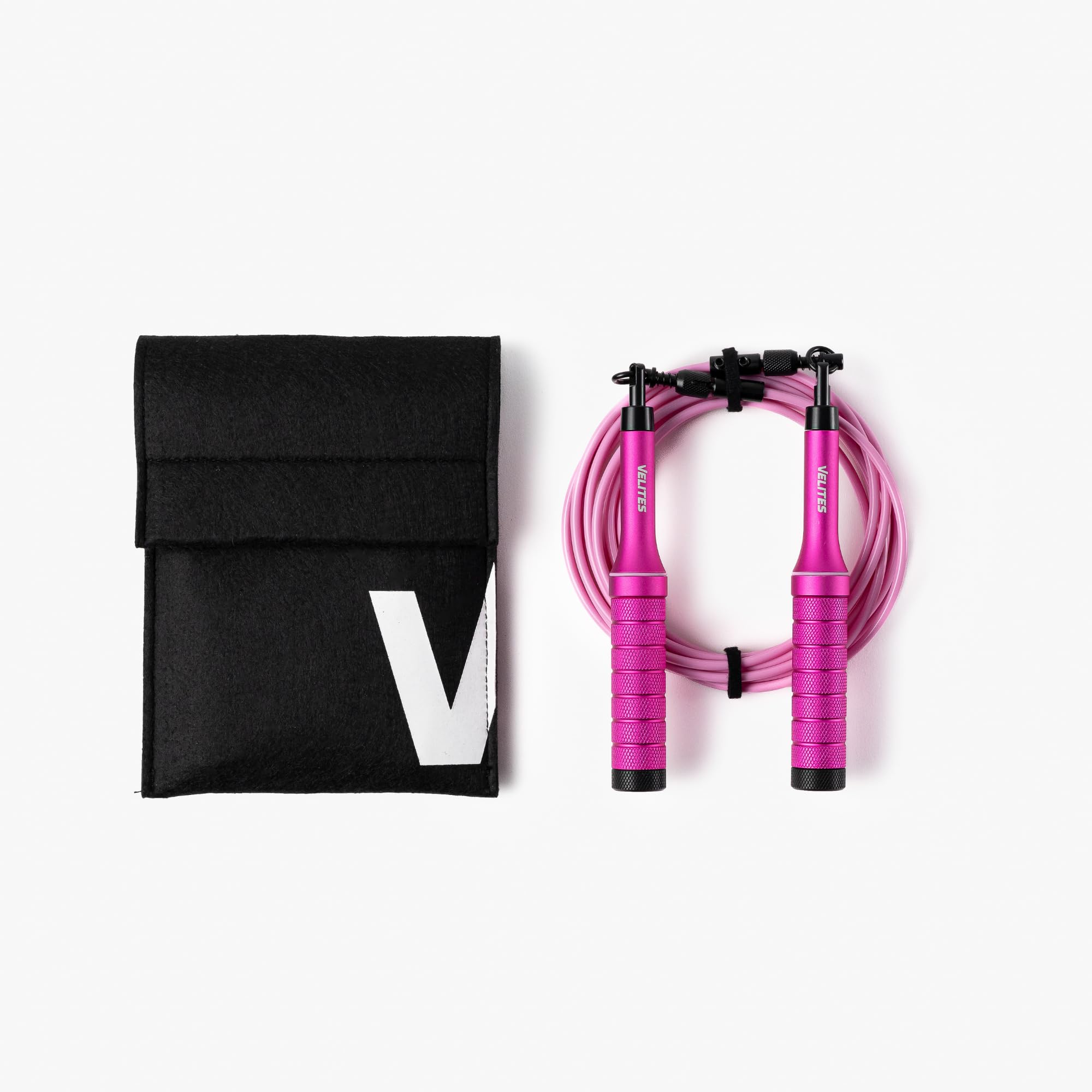 Velites Earth 2.0 Corda per saltare in alluminio aereo | Pink | Sistema avanzato con cuscinetti e cavo da 4 mm | Personalizzabile con pesi | App di allenamento inclusa