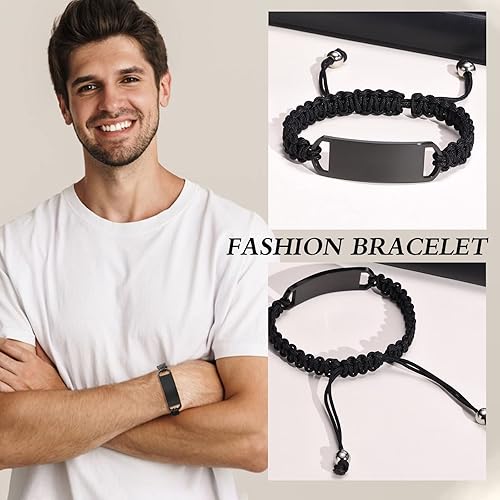 Miniatura 5 de XUANPAI Pulsera de alerta médica para mujeres, hecha a mano, ajustable, de cuerda trenzada para hombrespulsera de identificación médica para hombres