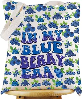 G2TUP Blueberry Canvas Tote Bag Blueberry Lover Gift In My Blueberry Era Shoulder Bag Blueberry Vibes Merchandise